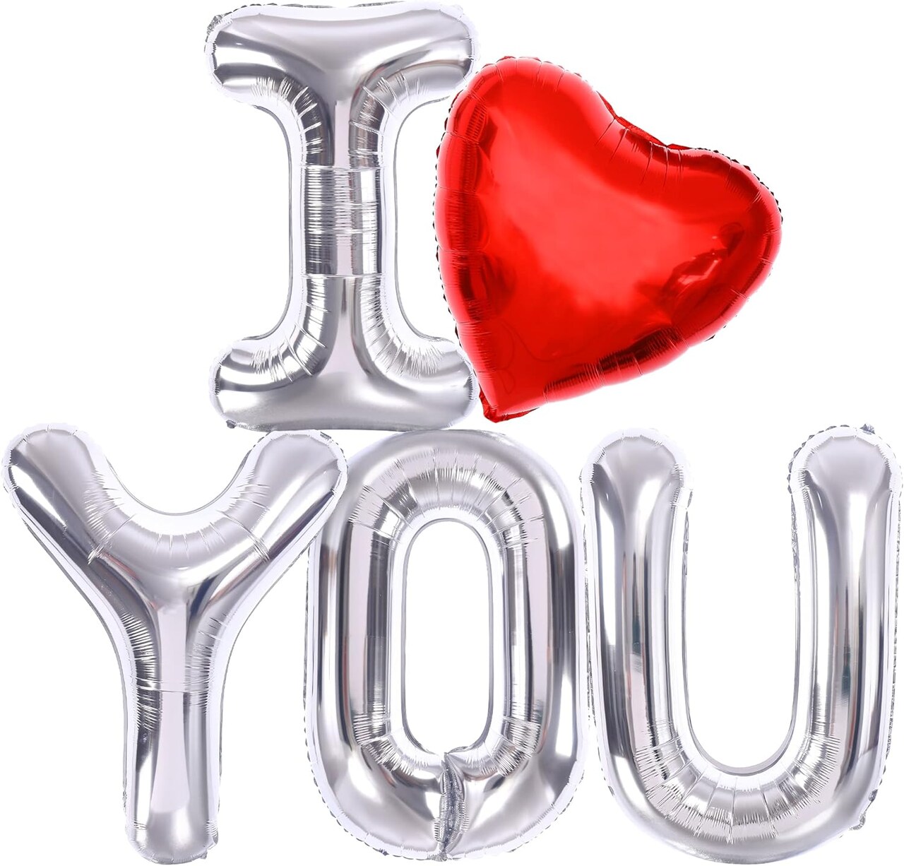 40-Inch Silver ‘I Love You’ Foil Balloon – Giant Heart Balloon for Him, Valentine’s Day & Romantic Party Decorations